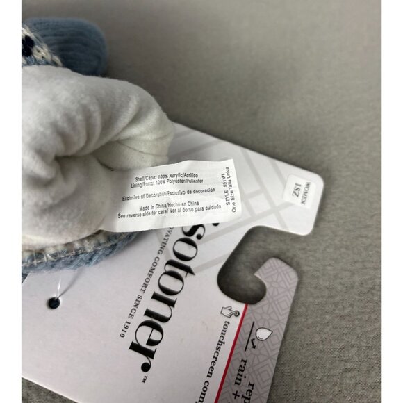 Isotoner Signature Womens Nordic Fair Isle Water Repellent Knit Mittens Blue NWT - Picture 7 of 7